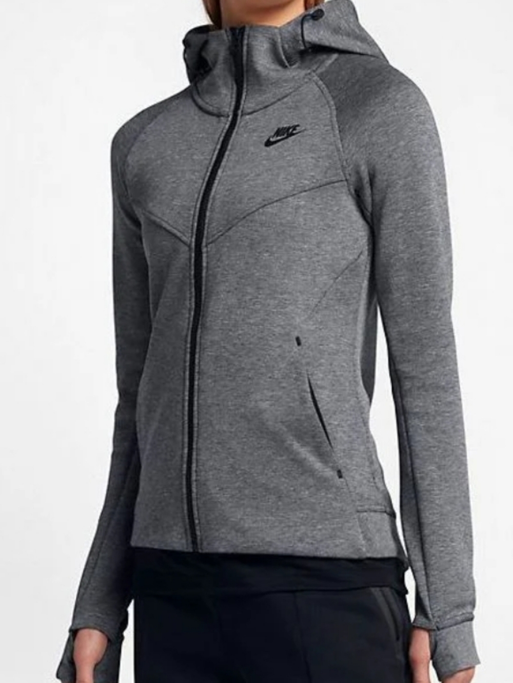 Nike Women's Heather Gray Zip-Up Hooded Sweatshirt MEDIUM